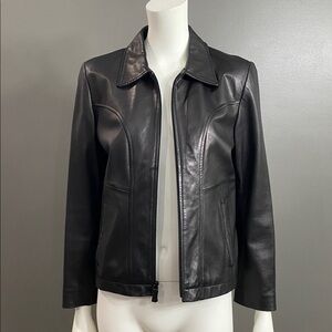 Kenneth Cole Reaction Black Leather Zip up Jacket Size M